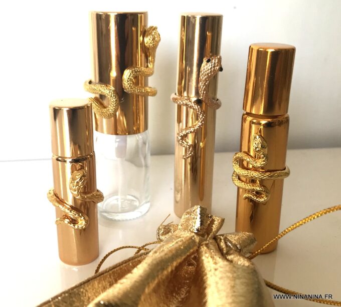 N7194g Flacon parfum serpent - Vaporisateur rechargeable doré - Accessoires der mode en ligne Ninanina