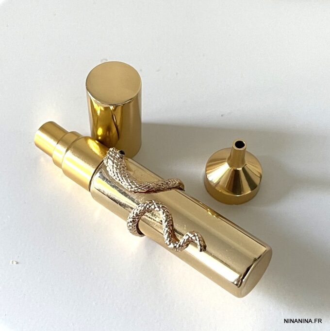 N7194l Flacon parfum serpent - Vaporisateur rechargeable doré - Accessoires der mode en ligne Ninanina
