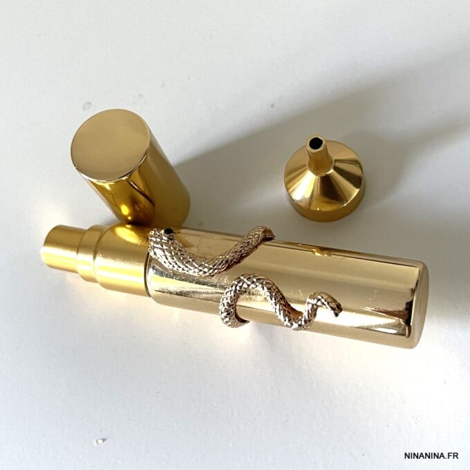 N7194n Flacon parfum serpent - Vaporisateur rechargeable doré - Accessoires der mode en ligne Ninanina