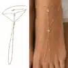 N8633 Chaine au pied femme - Bijou acier doré et zirconium blanc - Bijoux de pieds femmes en ligne Ninanina