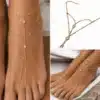 N8633e Chaine au pied femme - Bijou acier doré et zirconium blanc - Bijoux de pieds femmes en ligne Ninanina