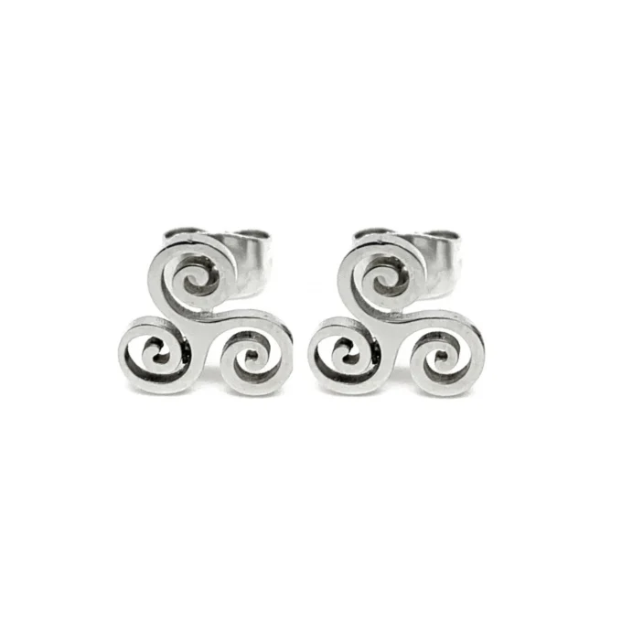 N7136a Boucles d oreilles triskel clou Acier inoxydable argente - Bijoux d'oreille hommes en ligne Ninanina