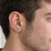 N7136c Boucles d oreilles triskel clou Acier inoxydable argente - Bijoux d'oreille hommes en ligne Ninanina
