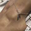 N7137c Chaine cheville plume et infini argent 925 - Bijoux de pied en ligne Ninanina