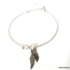 N7137g Chaine cheville plume et infini argent 925 - Bijoux de pied en ligne Ninanina