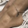 N7137h Chaine cheville plume et infini argent 925 - Bijoux de pied en ligne Ninanina