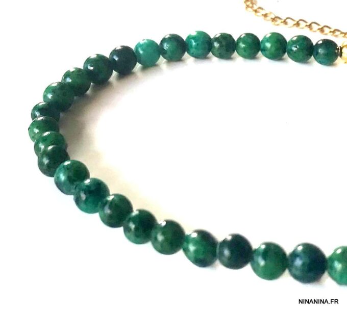 N7161c Bracelet Chrysocolle pierres vertes 6 mm pour femme - Bijoux Bracelets en ligne Ninanina