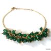 N7162a Bracelet perles vertes femme et chaine laiton doré - Bijoux Bracelets en ligne Ninanina