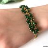N7162b Bracelet perles vertes femme et chaine laiton doré - Bijoux Bracelets en ligne Ninanina