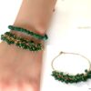 N7162e Bracelet perles vertes femme et chaine laiton doré - Bijoux Bracelets en ligne Ninanina