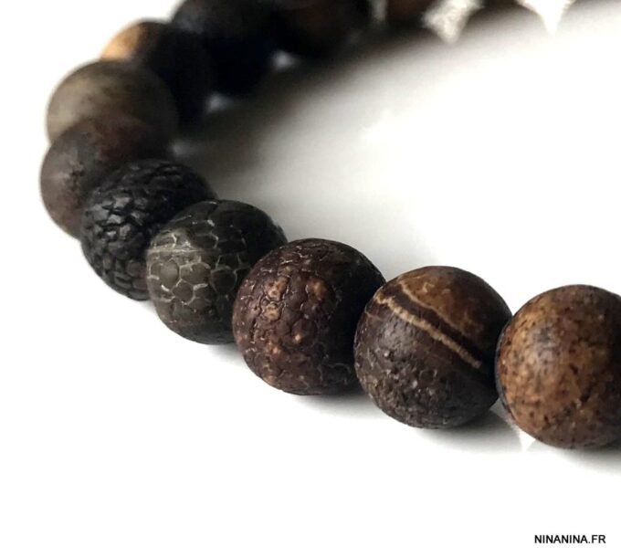 Bracelet pierre marron jaspe paysage et pierre naturelle