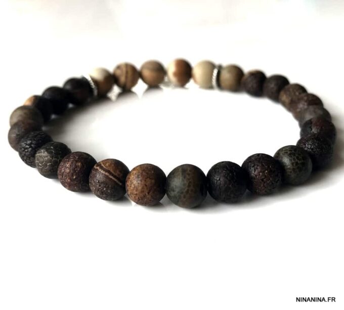 Bracelet pierre marron jaspe paysage et pierre naturelle