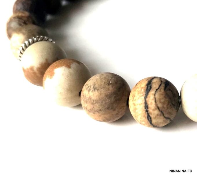 Bracelet pierre marron jaspe paysage et pierre naturelle