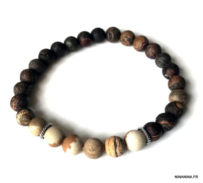Bracelet pierre marron jaspe paysage et pierre naturelle