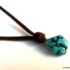 N7167i Collier ethnique turquoise homme pendentif pierre naturelle bleue lacet cuir marron - Bijoux Colliers en ligne Ninanina