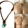 N7167k Collier ethnique turquoise homme pendentif pierre naturelle bleue lacet cuir marron - Bijoux Colliers en ligne Ninanina