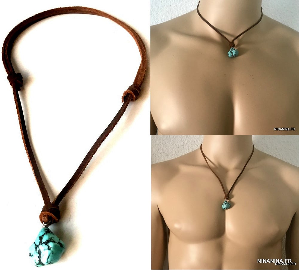 Collier homme en pierre naturelles/bijoux pour homme/tour de cou