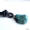 N7167n Collier ethnique turquoise homme pendentif pierre naturelle bleue lacet cuir marron - Bijoux Colliers en ligne Ninanina