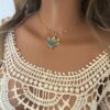 N7169 Ras de cou mauvais oeil - Collier protecteur Amazonite bleu - Bijoux Colliers en ligne Ninanina