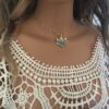 N7169d Ras de cou mauvais oeil - Collier protecteur Amazonite bleu - Bijoux Colliers en ligne Ninanina