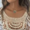 N7169h Ras de cou mauvais oeil - Collier protecteur Amazonite bleu - Bijoux Colliers en ligne Ninanina