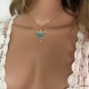 N7169l Ras de cou mauvais oeil - Collier protecteur Amazonite bleu - Bijoux Colliers en ligne Ninanina