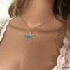 N7169n Ras de cou mauvais oeil - Collier protecteur Amazonite bleu - Bijoux Colliers en ligne Ninanina