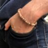 N7172h Bracelet jaspe paysage marron homme ou femme boules 8mm - Bijoux Bracelets en ligne Ninanina