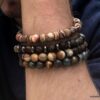 N7172k Bracelet jaspe paysage marron homme ou femme boules 8mm - Bijoux Bracelets en ligne Ninanina