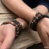 N7172l Bracelet jaspe paysage marron homme ou femme boules 8mm - Bijoux Bracelets en ligne Ninanina
