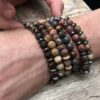 N7172m Bracelet jaspe paysage marron homme ou femme boules 8mm - Bijoux Bracelets en ligne Ninanina