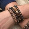 N7172N Bracelet jaspe paysage marron homme ou femme boules 8mm - Bijoux Bracelets en ligne Ninanina