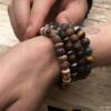 N7172P Bracelet jaspe paysage marron homme ou femme boules 8mm - Bijoux Bracelets en ligne Ninanina