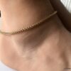 N7175a Bracelet de cheville maille torsade femme et homme acier doré - Bijoux de pieds en ligne Ninanina