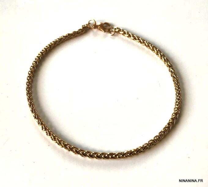 N7175c Bracelet de cheville maille torsade femme et homme acier doré - Bijoux Bracelets en ligne Ninanina