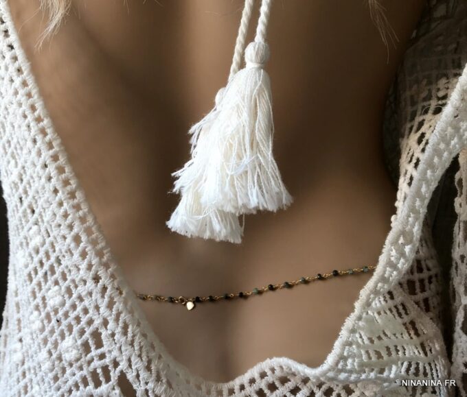 N7146g Collier pierre emeraude pour la taille - Chaine de hanche - Bijoux Chaines en ligne Ninanina