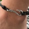 N7187 Bracelet de cheville cordon cuir homme crochet marin - Bijoux Bracelets en ligne Ninanina