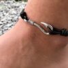 N7187a Bracelet de cheville cordon cuir homme crochet marin - Bijoux Bracelets en ligne Ninanina