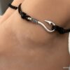 N7187e Bracelet de cheville cordon cuir homme crochet marin - Bijoux Bracelets en ligne Ninanina