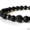 N7188b Bracelet boule brillante zirconium noir et hematite homme - Bijoux Bracelets en ligne Ninanina