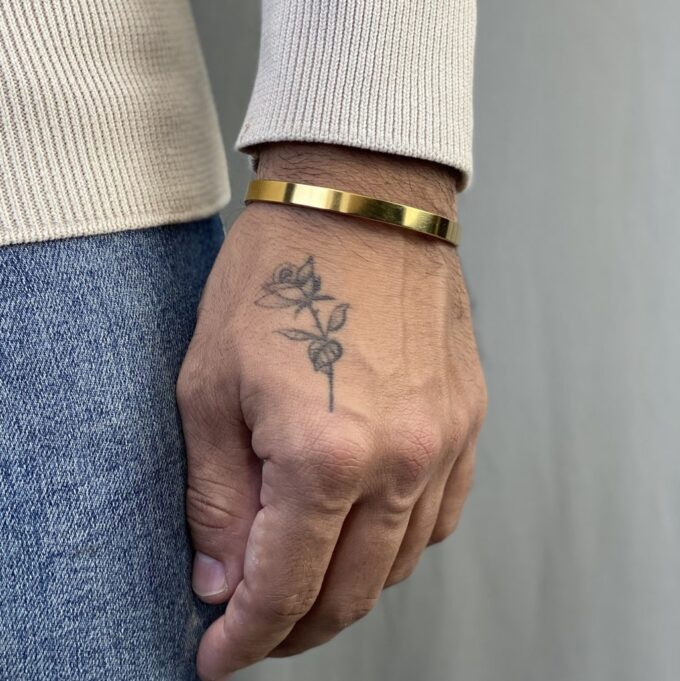 N7204a Manchette or homme Acier inoxydable - Bracelet doré - Bijoux Bracelets manchettes en ligne Ninanina