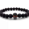 N7209 Bracelet pierre de lave tete de mort zirconium noir homme - Bijoux Bracelets en ligne