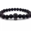 N7209c Bracelet pierre de lave tete de mort zirconium noir homme - Bijoux Bracelets en ligne