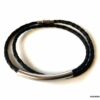 N7210e Bracelet homme en cuir tressé noir double tour fermoir Acier - Bijoux Bracelets en ligne Ninanina