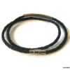 N7210g Bracelet homme en cuir tressé noir double tour fermoir Acier - Bijoux Bracelets en ligne Ninanina