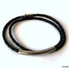 N7210i Bracelet homme en cuir tressé noir double tour fermoir Acier - Bijoux Bracelets en ligne Ninanina