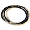 N7210k Bracelet homme en cuir tressé noir double tour fermoir Acier - Bijoux Bracelets en ligne Ninanina