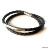 N7210L Bracelet homme en cuir tressé noir double tour fermoir Acier - Bijoux Bracelets en ligne Ninanina