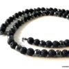 N7211d Collier en pierre de lave volcanique et hematite homme - Bijoux Colliers en ligne Ninanina