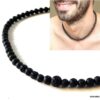 N7212b Collier pierre de lave volcanique homme ou femme - Bijoux Colliers en ligne Ninanina